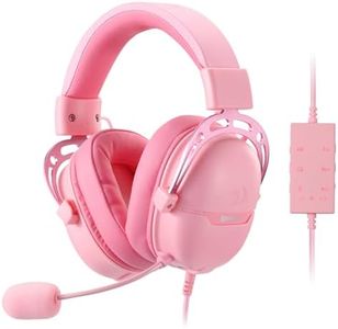 Redragon H376 Aurora Wired Gaming Headset, Virtual 7.1 Surround Sound, 40mm Drivers, in-line Control with EQ Mode, Over-Ear Headphones Works for PC/PS5/XBOX/NS, Pink