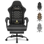 Vittanly Gaming Chair with Pocket Spring Cushion, Ergonomic Computer Chairs with Footrest, Headrest Lumbar Support, Height Adjustable Game PC Chair, Reclining Gamer Chair for Adults Kids, Black