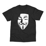 Postees V for Vendetta Inspired Mask T-Shirt (L) Black