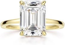 Michooyel 18K Gold Plated 4ct Emerald Cut Cubic Zirconia Engagement Rings For Women Sterling Silver Wedding Ring Promise Ring Sterling Silver Wedding Band, Gemstone Metal, Cubic Zirconia