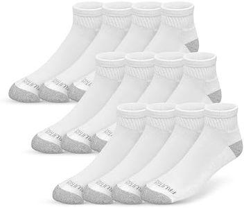 Fruit of the Loom Men's Half Cushion Dual Defense Ankle Socks (12 Pack), White / White, Shoe Size: 6-12