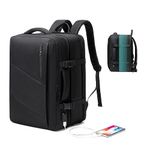 Travel Laptop Backpack, Extra Large 40L Expandable Carry On Backpack for Women Men with USB Charging Port, Water Resistant Luggage Computer Backpacks Bag Fits 17.3 Inch Laptop and Notebook, Black