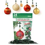 ORNAMENT ANCHOR Ornament Hooks for Hanging Christmas Decorations - No-Slip Hanging Hooks for Xmas - Heavy Duty Christmas Tree Ornaments Hanger Hooks for Small & Large Ornaments (Green, 24 Count)