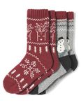 HUE Women's Cozy Sock 2 Pair Pack, Red Reindeer/Snowmen, One Size