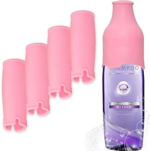 [4 Pack] Leak Proof Sleeves for Travel - Travel Bottle Sleeve for Toiletries & Food - Elastic Sleeves for Leak Proofing Travel Accessories Liquid - Elastic Sleeve for Leak Proof Travel Bottles (Pink)