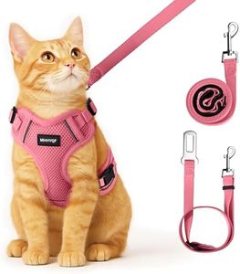 Cat Harness, Cat Harness and Leash for Walking, Escape Proof Soft Adjustable Vest Harnesses for Cats, Easy Control Breathable Reflective Strips Harness, Kitten Harness and Leash Set, Pink, S