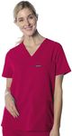 Members Only Women's Siena Scrub Top with 5 Pocket | Hospital Uniform|Nursing Scrubs| Pull On Closure Shirt (Wine, XL)