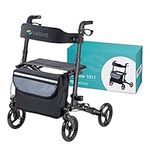 Helavo Foldable Rollator with Seat - Lightweight Aluminum Rolling Walker for Seniors and Adults