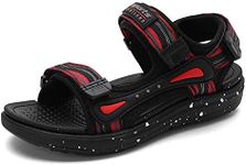 Shadowfax Boys Water Sandals Outdoor Hiking Adjustable Strap Sport Sandals, 1996black/Red, 1 Little Kid