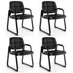 Tangkula Waiting Room Guest Chair Set of 4, Upholstered Conference Chair with Armrest & Ergonomic Backrest, Metal Frame Reception Meeting Room Chair, Home Office Office Lobby Executive Chair