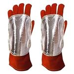 2PCS Welding Gloves Shield High Temperature Welding Back Hand Pad Leather Aluminum Foil Hand Heat Shield