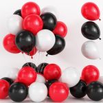 Red Black and White Latex Balloons, 75pcs Matte Black Red and White Helium Party Balloons with Ribbon for Baby Shower Birthday Graduation Casino Poker Las Vegas Theme Party Decorations Supplies