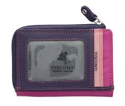 VISCONTI Leather Rainbow Collection PHI PHI Slimline Credit Card Purse RB110 Berry Multi