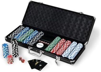 WICKED GIZMOS Professional 500 Piece Poker Set with Cushioned Aluminium Carry Case Holder - Complete with 2 Card Decks, 5 Red Dice and 11.5g Official Casino Grade Chips (Black)