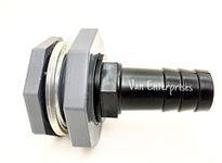 1" Bulkhead Fitting Adapter with Straight Hose Barb Connector Kit (1" NPT x 1" Barb) For Rain Barrels, Aquariums, Marine Thru Hull, Water Tanks, Ponds