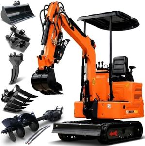 MACHPRO 1.2 ton mini Excavator Crawler 13.5 hp with Hydraulic Thumb | Dual-Joystick Pilot Control and B&S Engine EPA Rated for Gardens, Farms, Parks, Roads（90% pre-Assembled）