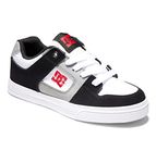 DC Shoes Pure-Leather Shoes for Kids Sneaker, White Black red, 5 UK