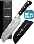 Cutluxe Santoku Knife – 7" Chopping Knife, Vegetable Knife – Forged High Carbon German Steel – Sheath Included – Full Tang & Razor Sharp – Ergonomic Handle Design – Artisan Series