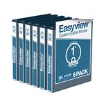 EasyView Premium 1-Inch Binders with Clear-View Covers, 3-Ring Binders for School, Office, or Home, Colored Binder Notebooks, Pack of 6, Round Ring, Navy Blue