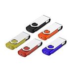 32GB Memory Stick 5 Pack-USB Stick Flash Drives 2.0 Swivel Design Pen Drive,Thumb Drive for Data Storage,Zip Drive and Jump Drive with LED Light-5 colour