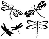 Dragonfly Decals 4 Pack (Black, Small ~3.5")