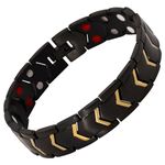 HyyMe Men's Magnetic Bracelets, Lymphatic Drainage Therapeutic Bracelets for Men Arthritis Relief Lymph Detox Titanium Steel Bracelet with 4 Element Therapy Magnets (Black+Gold)