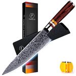 F FANTECK VG10 Damascus Professional Sharp High Carbon Stainless Steel 67-Layer Ergonomic Pakkawood Handle-Acrylic Rim Chef Kitchen Knife for Cutting Meat Sushi Fruit Gyuto (8 Inch)