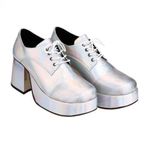 sowest Fancy Dress Mens 70s 80s Party Platform White Silver Gold Shoes