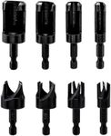 Yakamoz 8Pcs Wood Plug Cutter Set, 1/4" Hex Shank Straight Wood Plug Cutters & Tapered Plug Cutters Set Quick Change Woodworking Hole Saw Cork Drill Bit