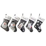 Always Personal Personalised Embroidered Dark Grey Knitted Christmas Xmas Hanging Stockings - Santa, Snowman, Reindeer Penguin, Pet Bones or Baby Teddy with Custom Name (Penguin)