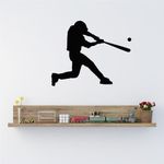 CCS Baseball Player Swinging Bat 22x18 Inches Symbol Matte Black Vinyl Silhouette Keypad Track Pad Decal Window Wall Quotes Sayings Art Vinyl Decal