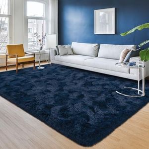 Przemy Navy Blue Area Rug for Living Room, 5x8 Feet Fluffy Shaggy Rugs for Bedroom, Super Soft Fuzzy Carpet Rug for Kids Boys Girls Room Dorm Nursery Indoor Home Decor