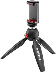 Manfrotto Pixi MKPIXICLAMP-BK Lightweight Mini Tripod Black with Universal Smartphone Clamp, Black