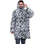 A2Z Unisex Mens Ladies Snuggle Blanket Printed Oversized Hoodie Super Soft Warm Fleece Kangaroo Pocket For Men & Women, Camo Charcoal, One Size