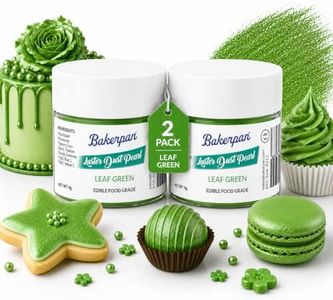 Bakerpan Pearl Luster Dust Edible, Leaf Green Edible Glitter for Cocktails, Set of 2-4 Grams Glitter for Cake Decorating, Cookies, Chocolates and Candies, Drinks (Made in USA)