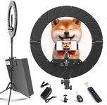 JJ JIANJIN Ring Light Kit:18"/45cm Outer 55W6700k Dimmable LED Light, Tripod Stand, Remote Controller,Box for Camera,Smartphone,YouTube,TikTok,Self-Portrait Shooting,CRI90,Black