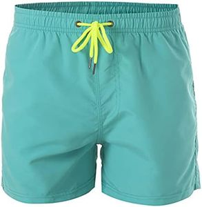 Flygo Men's 7" Lightweight Quick Dry Workout Gym Running Training Shorts with Liner (Small, Turquoise)