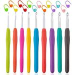 Crochet Hook, 9-Piece Crochet Hook Set with Ergonomic Soft Grip for Unparalleled Comfort and Precise Control, Includes Stitch Markers - Perfect for Beginners and Experienced Crochet Lovers