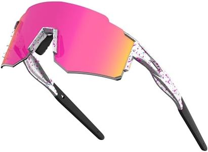 ATTCL Luxury Cycling Sunglasses for Men Women Sports Glasses,UV 400 Protection for Cycling, Skiing, Driving (550A-white+pink/mirrored)