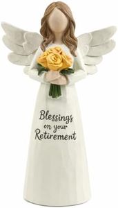 Retirement Angel Figurine, Hand-Painted Resin Keepsake with Yellow Rose – “Blessings on Your Retire ment” Figure, 5.4" Desk Mantel Décor Thoughtful Gift for Coworker Teacher Nurse Women (Retirement)