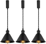 KAYYELAMP Set of Three Adjusted Wire Length H-Type Track Hanging Light 3.9 Ft Twisted Cord E26 Base Industrial Design Black Metal Pendant Light Fixture for Loft Aisle Bar(No Bulb & Track)