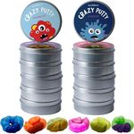 THE TWIDDLERS 12 Smart Colour Changing Putty, Heat Reactive Slime in Lid Pots with 8 Mini UV Torch - Premium Kids DIY Slime, Art Activity Toy Gift Set for Party Favours Bag Fillers