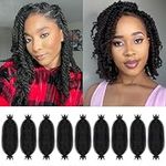 YCaeiou Springy Afro Twist Hair 9 Packs 12 Inch Pre-Separated Afro Twist Hair Natural Black Marley Twist Crochet Braiding Hair for Soft Locs Hair Synthetic Hair Extensions for Women (12Inch,1B)