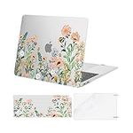 MOSISO Compatible with MacBook Air 13 inch Case 2022 2021 2020 2019 2018 Release M1 A2337 A2179 A1932 Retina Display Touch ID,Plastic Wild Flowers Hard Case&Keyboard Cover&Screen Protector,Transparent