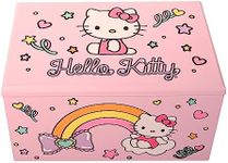 Hello Kitty Sanrio Jewelry Box with Tray - Officially Licensed Pink Wood Jewelry Case Gifts