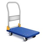 YSSOA Platform Truck with 880lb Weight Capacity and 360 Degree Swivel Wheels, Foldable Push Hand Cart for Loading and Storage, Blue