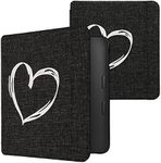 kwmobile Cover Compatible with Kobo Libra 2 - Stitchwork Design Case - Brushed Heart Grey