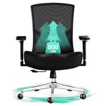 Big and Tall Office Chair 500lbs, Ergonomic Oversize Mesh Desk Chair for Heavy People, Heavy Duty High Back Computer Chair with Wide Thick Seat Cushion, Adjustable Lumbar Support, 4D Armrests