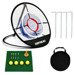 Golf Practice Chipping Net with Golf Hitting Mat, Pop Up Golf Nets Portable Chipping Net Golf Target Wooden Tees Rubber Tee Holder Golf Balls Fixed Parts for Swing Training (Golf Net + Mat)