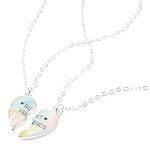 Claire's 2 Pack BFF Best Friends Necklaces Cosmic Heart Split Pendant for 2 Girls Friendship Gift Jewellery, Silver Tone Chain, Pastel